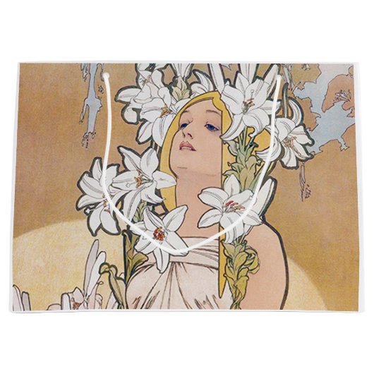 Grand Sac Cadeau Lily (Quatre Fleurs), Alphonse Mucha (Devant)