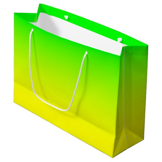 Grand Sac Cadeau Lime vert à jaune brillant Ombre (Devant Angle)