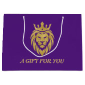 Grand Sac Cadeau Lion Avec Couronne - Style Or 3 (Devant)