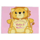 Grand Sac Cadeau Lion Baby shower rose (Dos)
