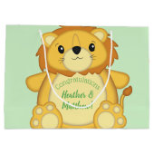 Grand Sac Cadeau Lion Baby shower vert (Dos)