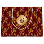 Grand Sac Cadeau Lion médiéval Red Fleur de Lis d'or (Devant)