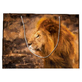 Grand Sac Cadeau Lion peignant le Roi d'or Art (Dos)