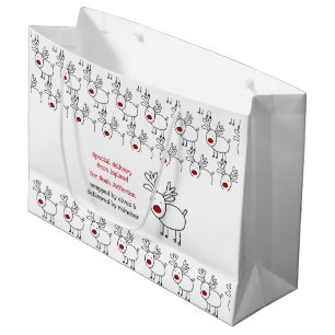 Grand Sac Cadeau Livraison spéciale de Laponie Dessin animé Renne E