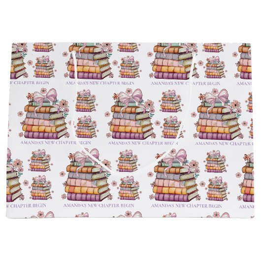 Grand Sac Cadeau Livre d'histoires de nouveau chapitre Shower de ma (Devant)