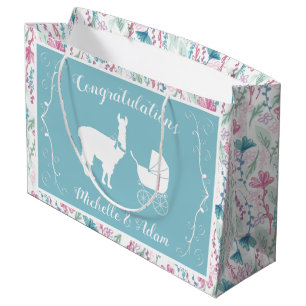 Grand Sac Cadeau Llama Baby shower Vintage