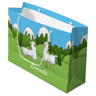Grand Sac Cadeau Llamas de la montagne blanche