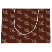 Grand Sac Cadeau Logo Blanc Brown foncé promotionnel Cadeau de Noël (Devant)