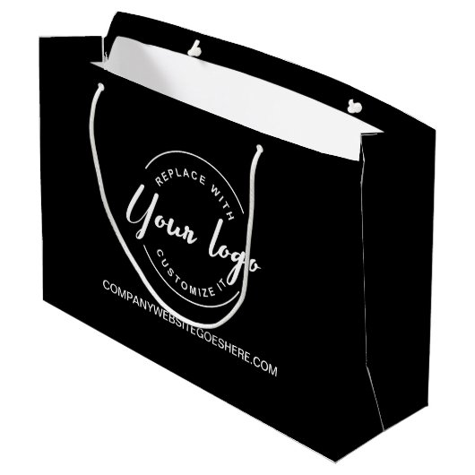 Grand Sac Cadeau Logo blanc et site Web Custom Business (Dos Angle)