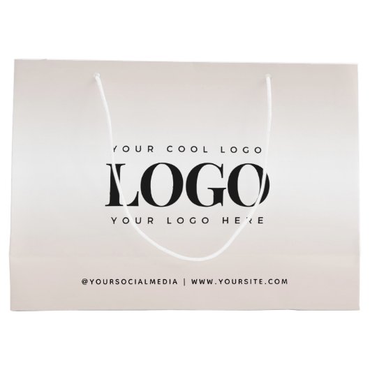 Grand Sac Cadeau Logo commercial personnalisé dégradé crème élégant (Dos)