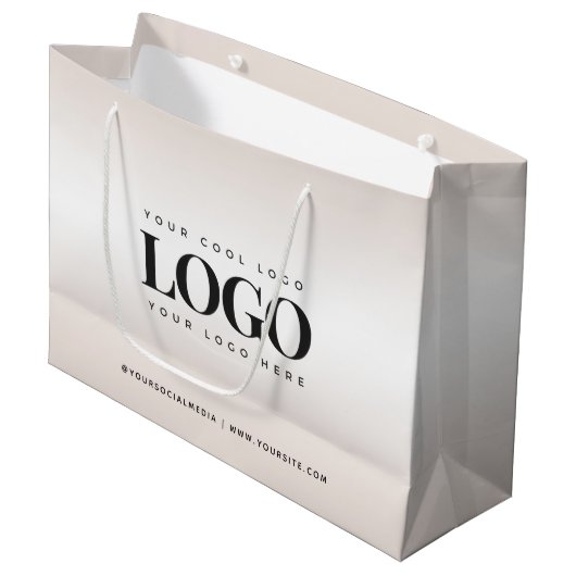 Grand Sac Cadeau Logo commercial personnalisé dégradé crème élégant (Devant Angle)