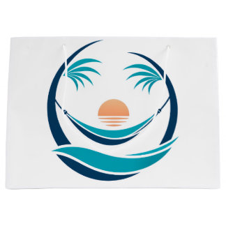 Grand Sac Cadeau Logo de hamac de luxe au coucher du soleil