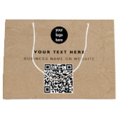 Grand Sac Cadeau Logo de l'entreprise de code QR marron Kraft rusti (Devant)