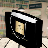 Grand Sac Cadeau logo de l'entreprise or noir