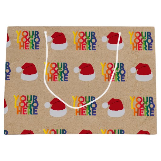 Grand Sac Cadeau Logo de Noël pour Entreprise Chapeau de Père Noël (Devant)