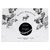 Grand Sac Cadeau Logo de vacances noir blanc rustique Noël Entrepri (Devant)