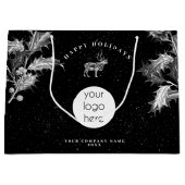 Grand Sac Cadeau Logo de vacances Rustique Noir Blanc Noël (Devant)