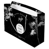 Grand Sac Cadeau Logo de vacances Rustique Noir Blanc Noël (Dos Angle)