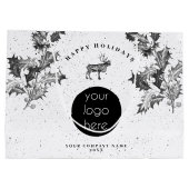 Grand Sac Cadeau Logo de vacances Rustique Noir Blanc Noël (Dos)