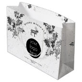 Grand Sac Cadeau Logo de vacances Rustique Noir Blanc Noël (Dos Angle)