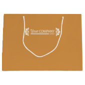 Grand Sac Cadeau Logo d'entreprise blanc marron doré, Promo flocons (Devant)