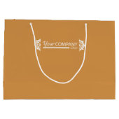 Grand Sac Cadeau Logo d'entreprise blanc marron doré, Promo flocons (Dos)