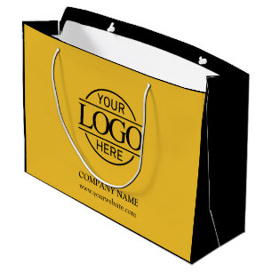 Grand Sac Cadeau Logo d'entreprise de marque jaune et noire