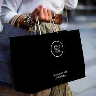 Grand Sac Cadeau Logo d'entreprise minimaliste moderne Noir info d'