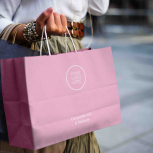 Grand Sac Cadeau Logo d'entreprise minimaliste moderne Pink Informa