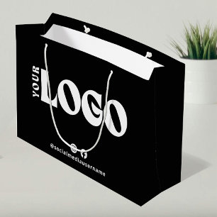 Grand Sac Cadeau Logo d'entreprise noir blanc papier promotionnel