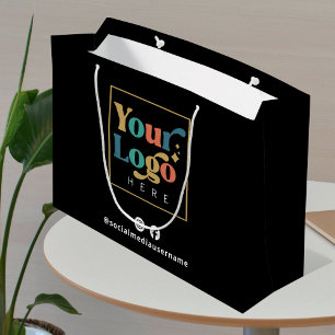 Grand Sac Cadeau Logo d'entreprise - Papier promotionnel noir
