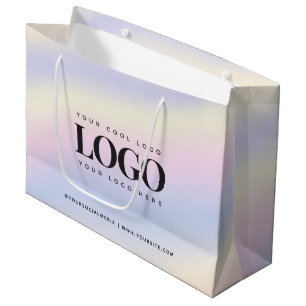 Grand Sac Cadeau Logo d'entreprise personnalisé holographique iride
