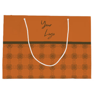 Grand Sac Cadeau Logo d'entreprise personnalisé motif vert orange r