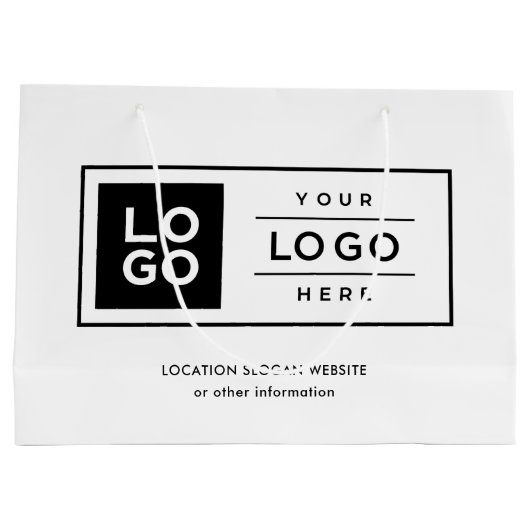 Grand Sac Cadeau Logo d'entreprise personnalisé noir et blanc (Dos)