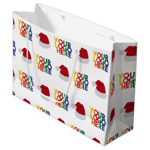 Grand Sac Cadeau Logo d'entreprise simple Noël Chapeau de Père Noël