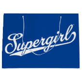 Grand Sac Cadeau Logo du nom étoilé Supergirl Baseball (Devant)