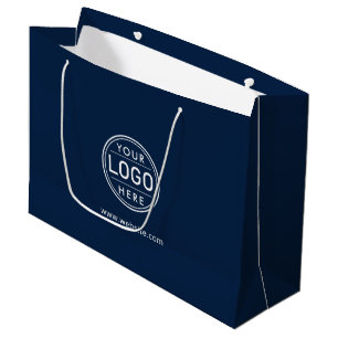 Grand Sac Cadeau Logo Entreprise Marine Blue Company Simple