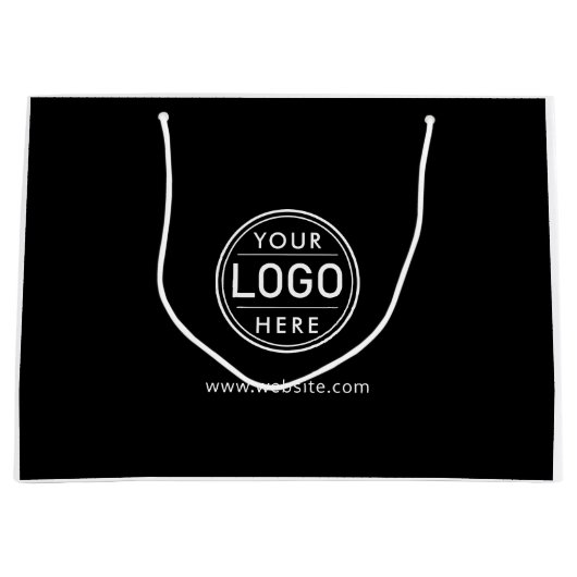 Grand Sac Cadeau Logo Entreprise Société Noir Simple (Devant)