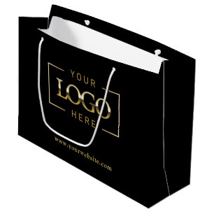 Grand Sac Cadeau Logo Personnalisé Black & Gold Company Promo Minim