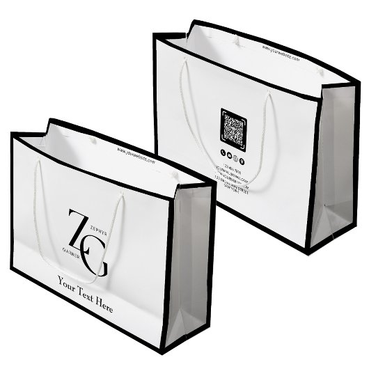 Grand Sac Cadeau Logo personnalisé d'entreprise moderne | Code QR M