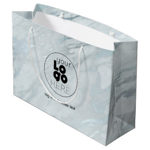Grand Sac Cadeau Logo Personnalisé Marbre Platine XL Bac d'achat pa