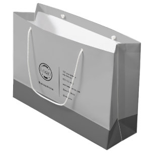 Grand Sac Cadeau Logo personnalisé minimaliste moderne gris d'entre
