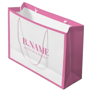 Grand Sac Cadeau Logo Pink And White Business Personnalisé Shopping