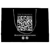 Grand Sac Cadeau Logo professionnel QR Code papier noir (Dos)