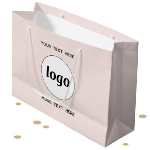 Grand Sac Cadeau Logo simple Texte Marque d'entreprise Blush Pink