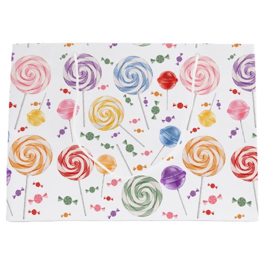 Grand Sac Cadeau Lollipop Motif coloré (Devant)