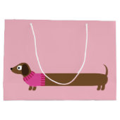 Grand Sac Cadeau Longue illustration mignonne de teckel (Dos)