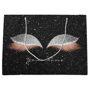 Grand Sac Cadeau L'or rose rougissent maquillage noir de mèches