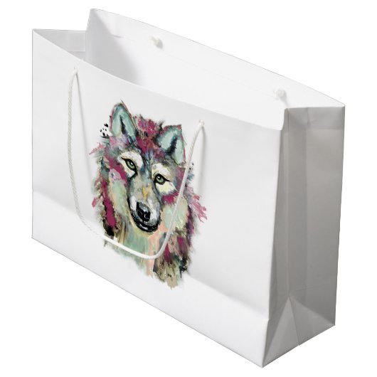 Grand Sac Cadeau Loup (Devant Angle)