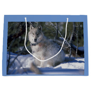 Grand Sac Cadeau Loup d'hiver